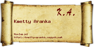 Kmetty Aranka névjegykártya