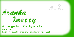 aranka kmetty business card